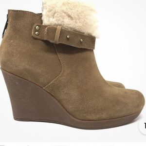 UGG Women's Brown Suede Wedge Ankle Boots